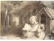 Drawing young child reading dog niche gilt frame romantic nineteenth century