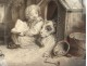 Drawing young child reading dog niche gilt frame romantic nineteenth century