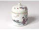 Little box pot covered Chinese porcelain woman landscape poems signed twentieth