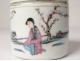 Little box pot covered Chinese porcelain woman landscape poems signed twentieth