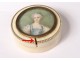 Small ivory round box miniature portrait young romantic woman nineteenth