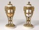 Pair cassolettes candlesticks Louis XVI bronze rams marble NapIII nineteenth