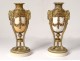 Pair cassolettes candlesticks Louis XVI bronze rams marble NapIII nineteenth