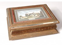 Box box English work cardboard embossed paper gilt nineteenth engraving