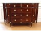 Large chest of drawers Louis XVI half-moon curved mahogany gray marble eighteenth