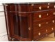 Large chest of drawers Louis XVI half-moon curved mahogany gray marble eighteenth