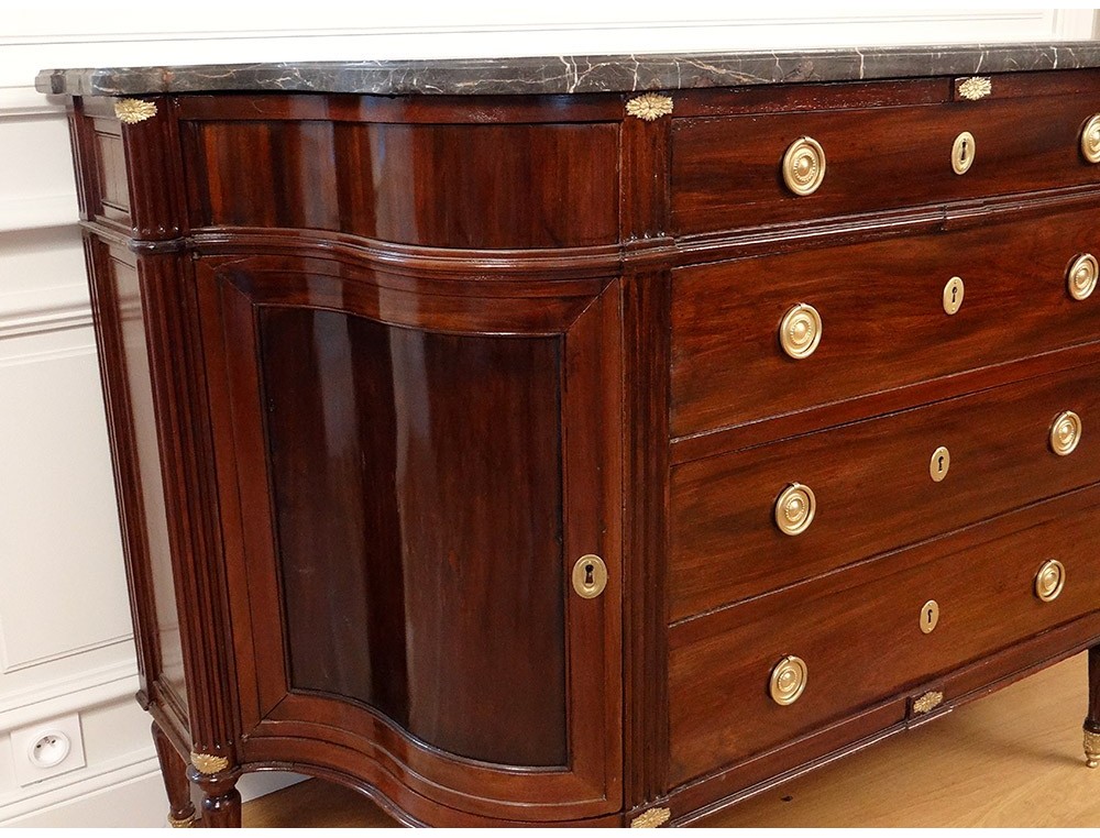 Antique French Louis XVI Marble Top Mahogany Chest – The