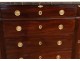 Large chest of drawers Louis XVI half-moon curved mahogany gray marble eighteenth