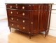 Large chest of drawers Louis XVI half-moon curved mahogany gray marble eighteenth