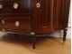 Large chest of drawers Louis XVI half-moon curved mahogany gray marble eighteenth