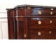 Large chest of drawers Louis XVI half-moon curved mahogany gray marble eighteenth