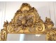 Large mirror Regency carved wood gilded painted colocynth flowers ice eighteenth