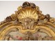 Large mirror Regency carved wood gilded painted colocynth flowers ice eighteenth