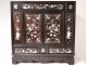 Small furniture cabinet wood mother of pearl characters pagodas Vietnam Indochina nineteenth