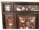 Small furniture cabinet wood mother of pearl characters pagodas Vietnam Indochina nineteenth