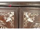 Small furniture cabinet wood mother of pearl characters pagodas Vietnam Indochina nineteenth