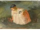 Pair HST paintings gallant scene characters landscape French School XVIII