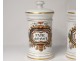 3 porcelain pharmacy pots Paris Nerval Poppy Genevieve flowers nineteenth