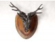 Hunting Trophy silver bronze sculpture deer head wood base nineteenth century