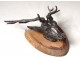 Hunting Trophy silver bronze sculpture deer head wood base nineteenth century