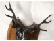 Hunting Trophy silver bronze sculpture deer head wood base nineteenth century