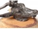 Hunting Trophy silver bronze sculpture deer head wood base nineteenth century