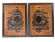 Pair picture frames inlaid walnut ebony Loves cherubs flowers 19th