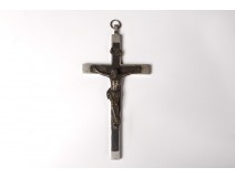 Large cross pendant rosary community Christ crucifix metal nineteenth