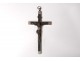 Large cross pendant rosary community Christ crucifix metal nineteenth