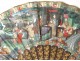 Fan gouache lacquered wood Chinese characters flowers antique nineteenth fan