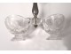 Pair salt shakers sterling silver Minerva crystal flowers Art Nouveau 19th