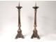 Pair candlestick candlesticks bronze silver Christ Sacred Heart Virgin nineteenth