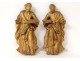 Pair sculptures Evangelists Saints Bible carved wood gilded eighteenth century