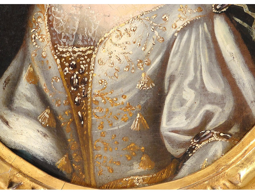 Cadre Ovale Doré à La Feuille - Portrait Femme Et Cheval - Atelier D'art Dart