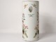 Large Chinese porcelain brush pot roosters landscape flowers Tongzhi nineteenth