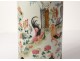 Large Chinese porcelain brush pot roosters landscape flowers Tongzhi nineteenth