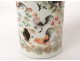 Large Chinese porcelain brush pot roosters landscape flowers Tongzhi nineteenth