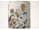 Large Chinese porcelain brush pot roosters landscape flowers Tongzhi nineteenth