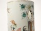 Large Chinese porcelain brush pot roosters landscape flowers Tongzhi nineteenth