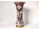 Large Chinese porcelain cornet vase birds rooster flowers gilt bronze nineteenth