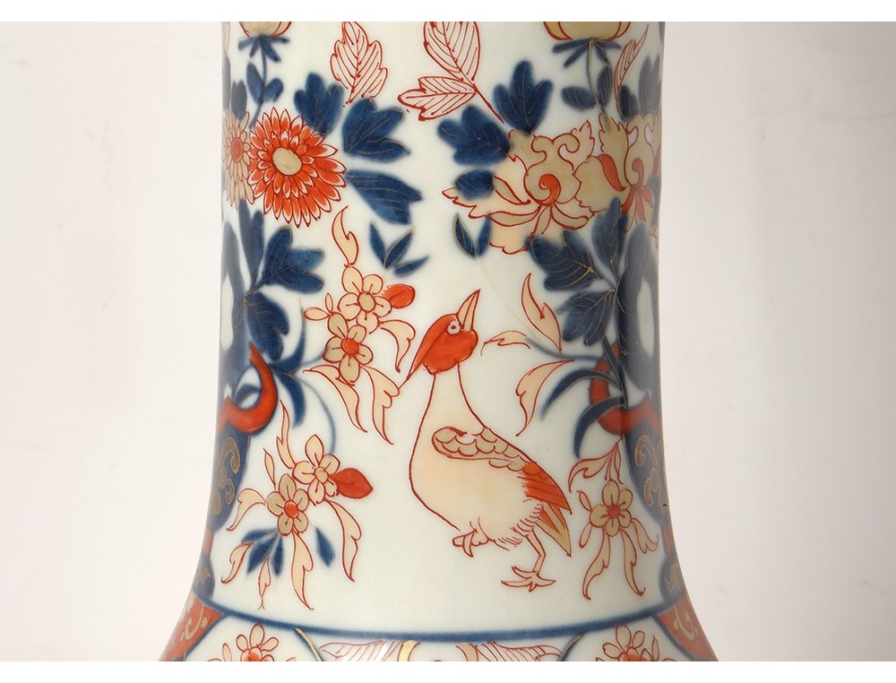Grand Vase Ancien Chinois – Oiseaux Et Fleurs – Porcelaine, 42 Cm – Vers 1900-1940