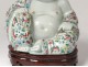 Sculpture statue Buddha laughing Chinese porcelain polychrome signed nineteenth