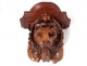 Large walnut applique console carved lion head wreath flowers nineteenth