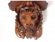 Large walnut applique console carved lion head wreath flowers nineteenth