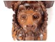 Large walnut applique console carved lion head wreath flowers nineteenth