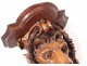 Large walnut applique console carved lion head wreath flowers nineteenth