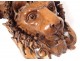 Large walnut applique console carved lion head wreath flowers nineteenth