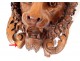 Large walnut applique console carved lion head wreath flowers nineteenth
