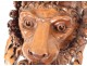 Large walnut applique console carved lion head wreath flowers nineteenth