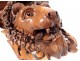 Large walnut applique console carved lion head wreath flowers nineteenth